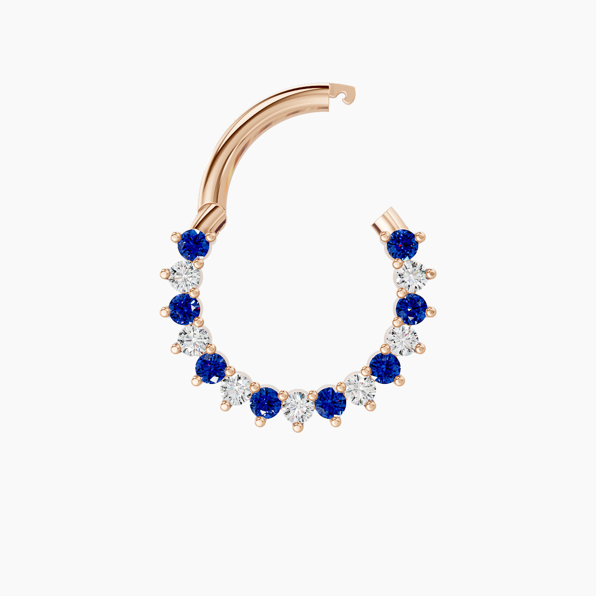 Delia | 18k Rose Gold 8 mm Sapphire & Diamond Daith Piercing