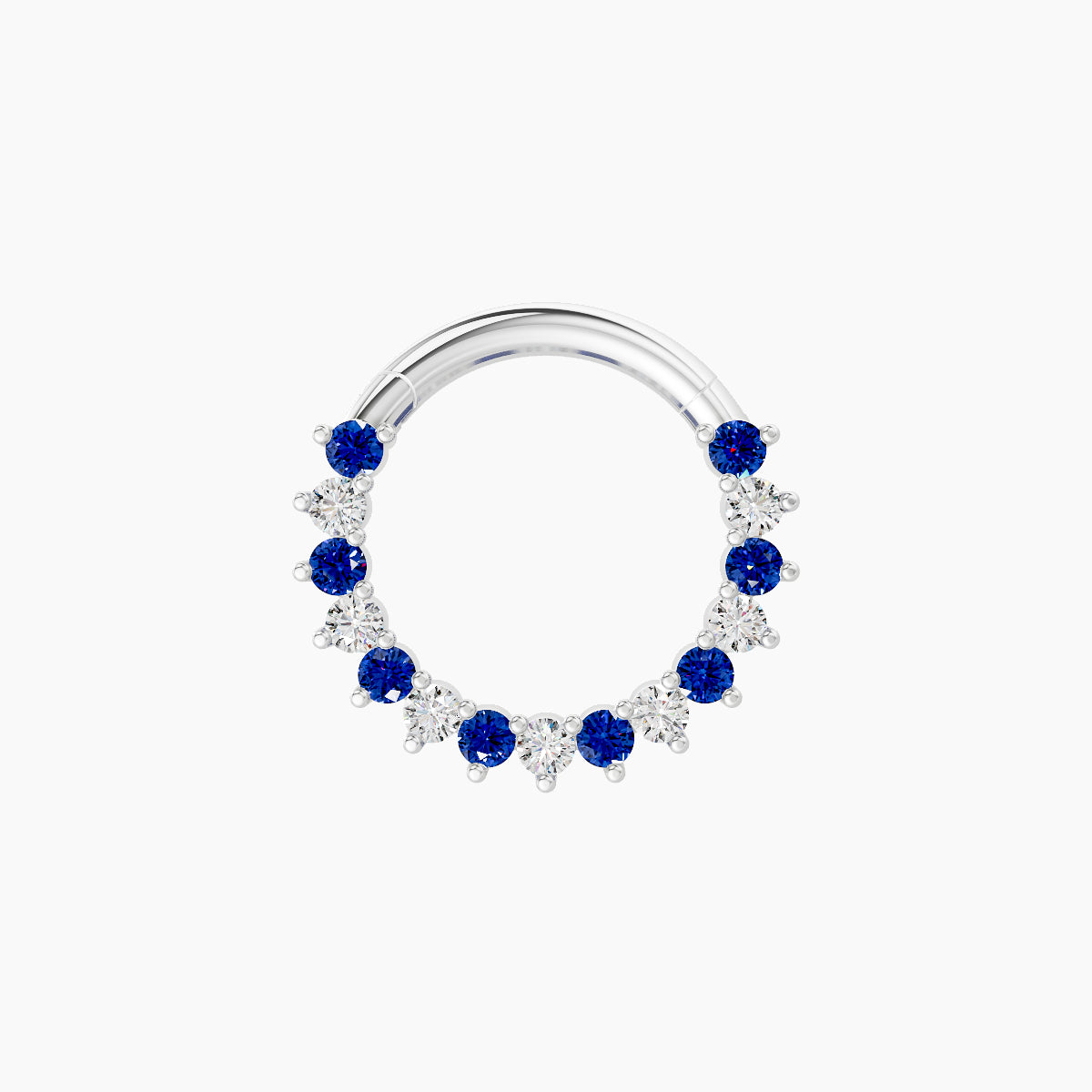 Delia | 18k White Gold 8 mm Sapphire & Diamond Daith Piercing