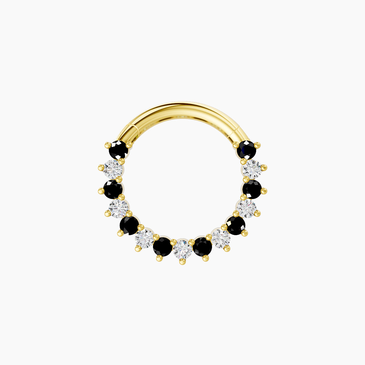 Delia | 18k Yellow Gold 8 mm Black Diamond & Diamond Daith Piercing