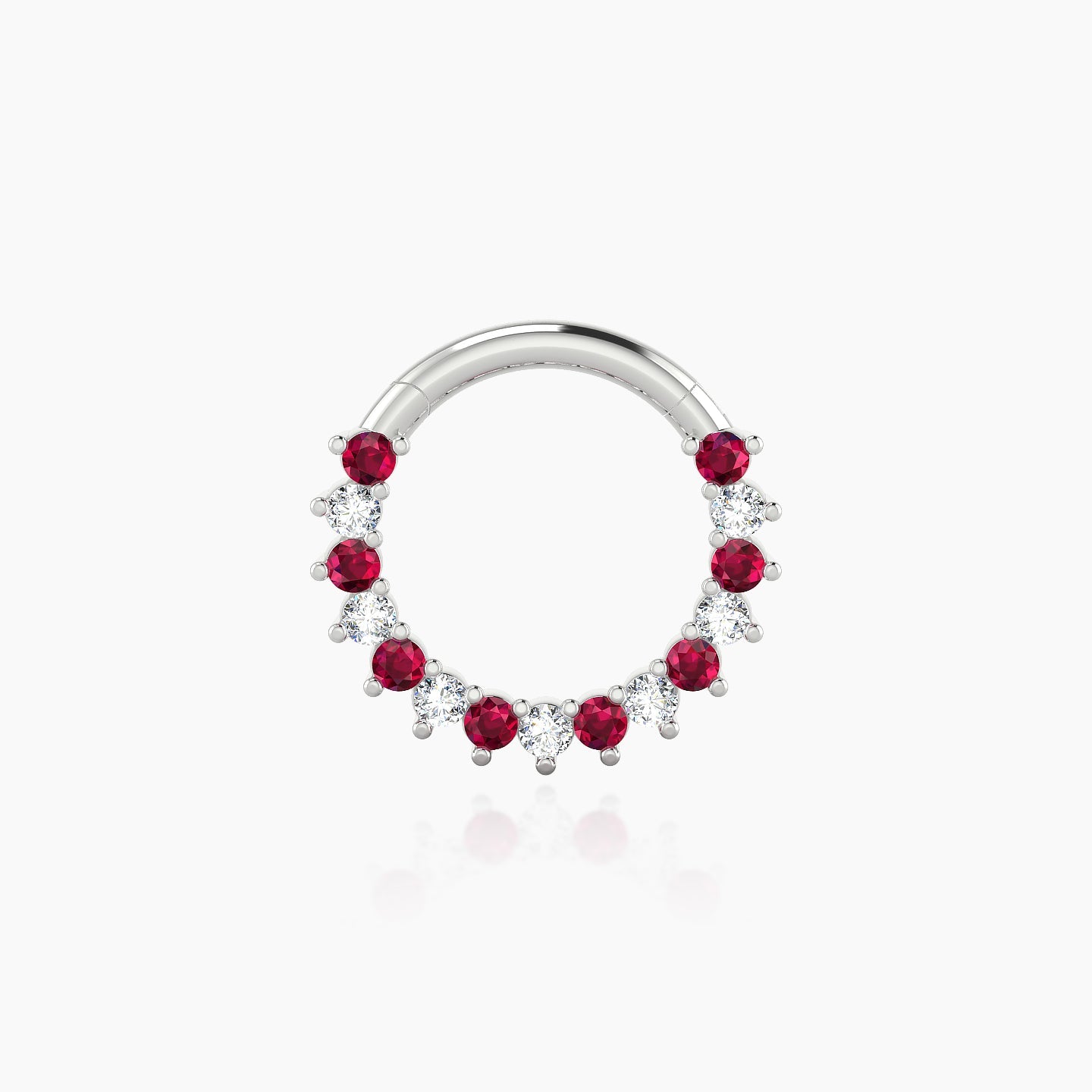 Delia | 18k White Gold 8 mm Ruby & Diamond Daith Piercing