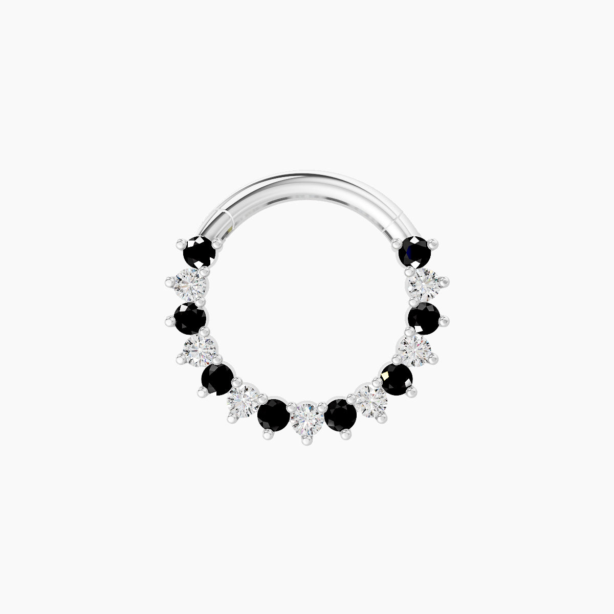 Delia | 18k White Gold 8 mm Black Diamond & Diamond Septum Piercing