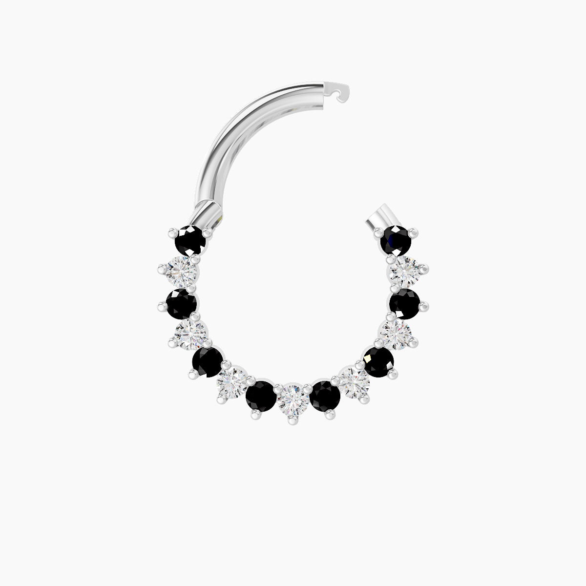 Delia | 18k White Gold 8 mm Black Diamond & Diamond Septum Piercing