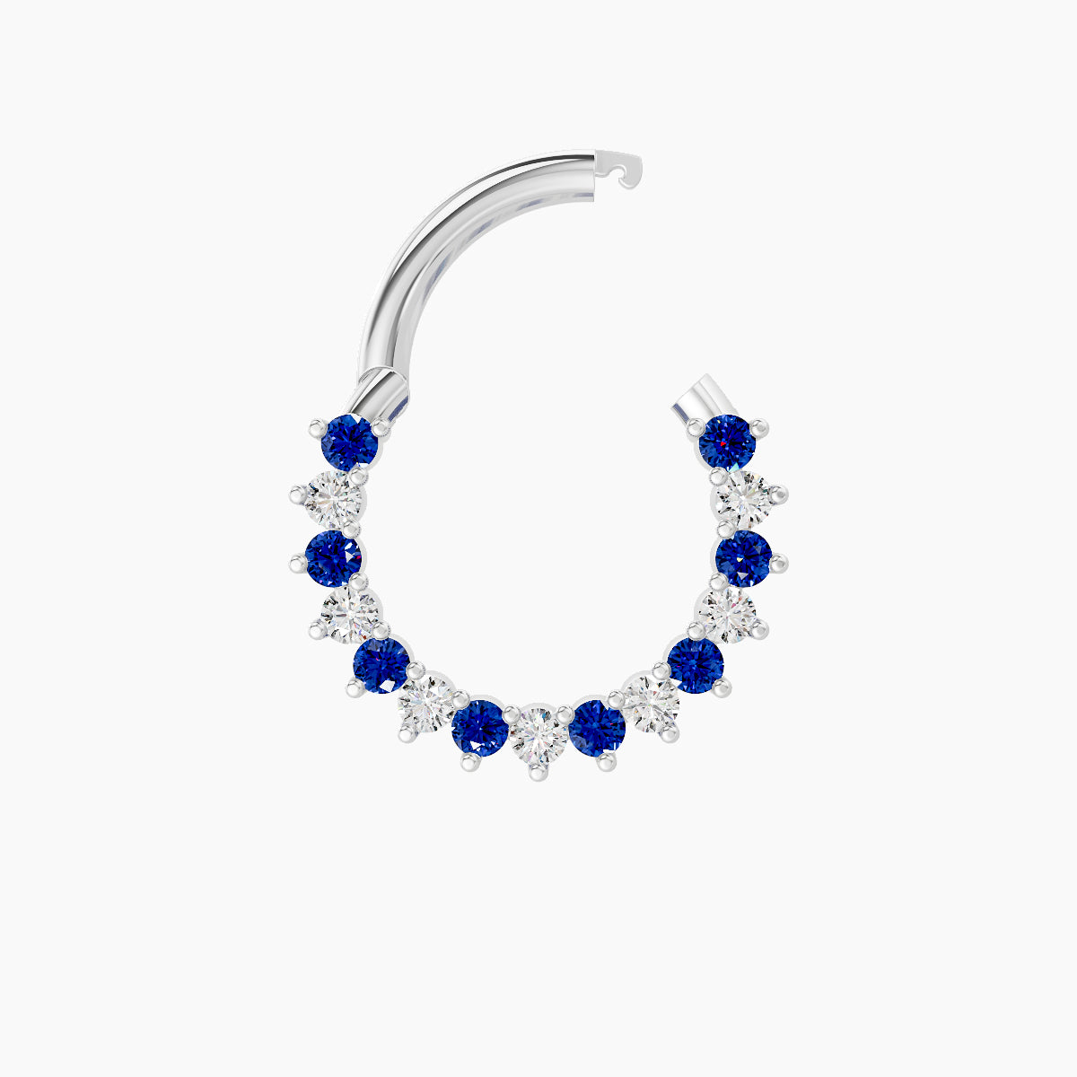 Delia | 18k White Gold 8 mm Sapphire & Diamond Septum Piercing