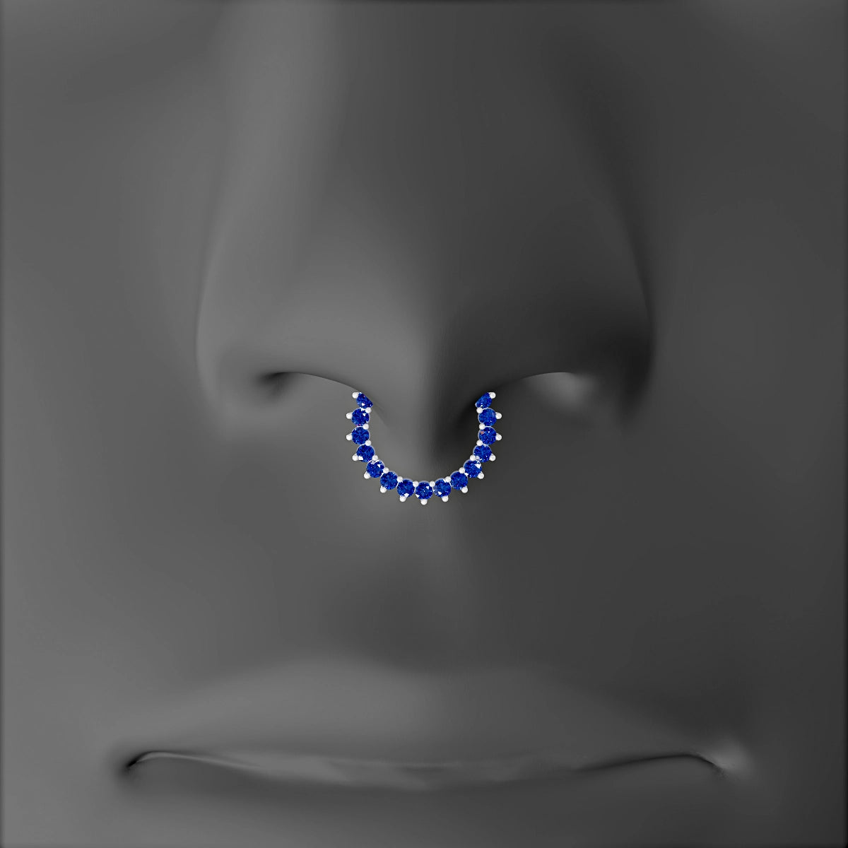 Delia | 18k White Gold 8 mm Sapphire & Diamond Septum Piercing