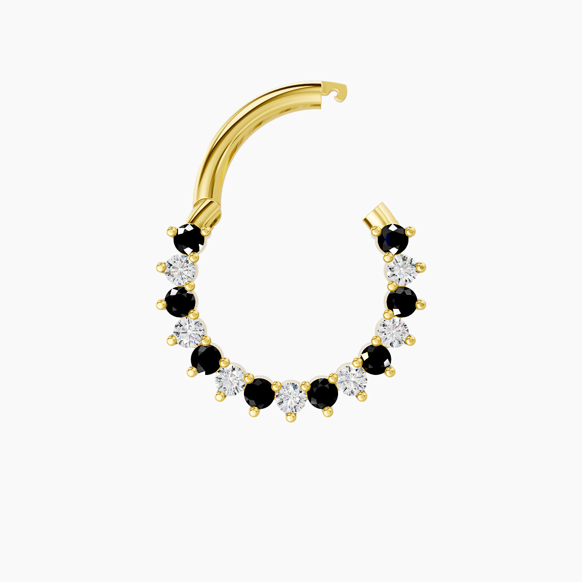 Delia | 18k Yellow Gold 8 mm Black Diamond & Diamond Septum Piercing