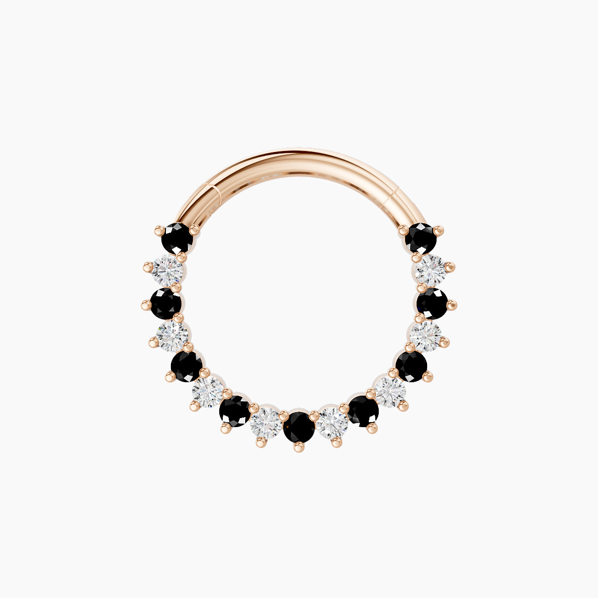 Delia | 18k Rose Gold 9.5 mm Black Diamond & Diamond Daith Piercing