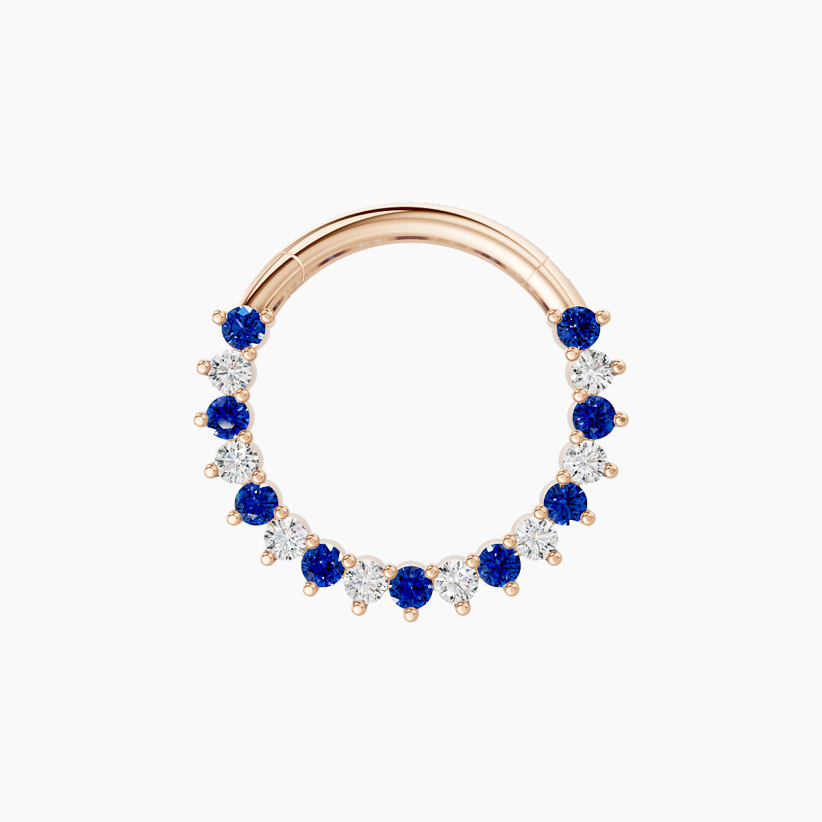 Delia | 18k Rose Gold 9.5 mm Sapphire & Diamond Daith Piercing