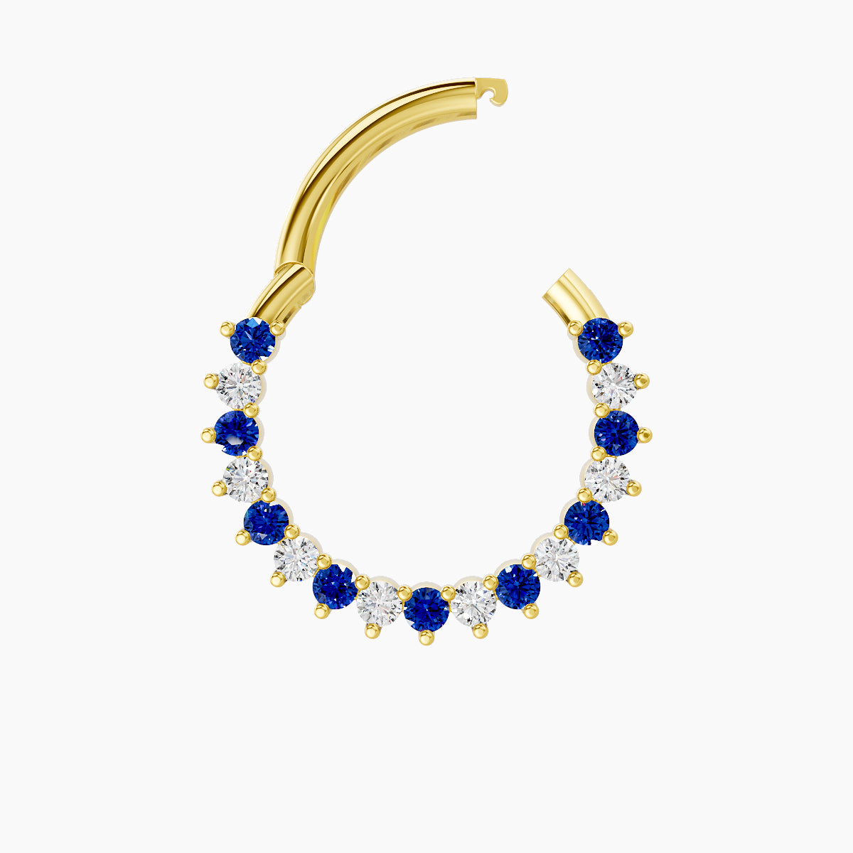 Delia | 18k Yellow Gold 9.5 mm Sapphire & Diamond Daith Piercing