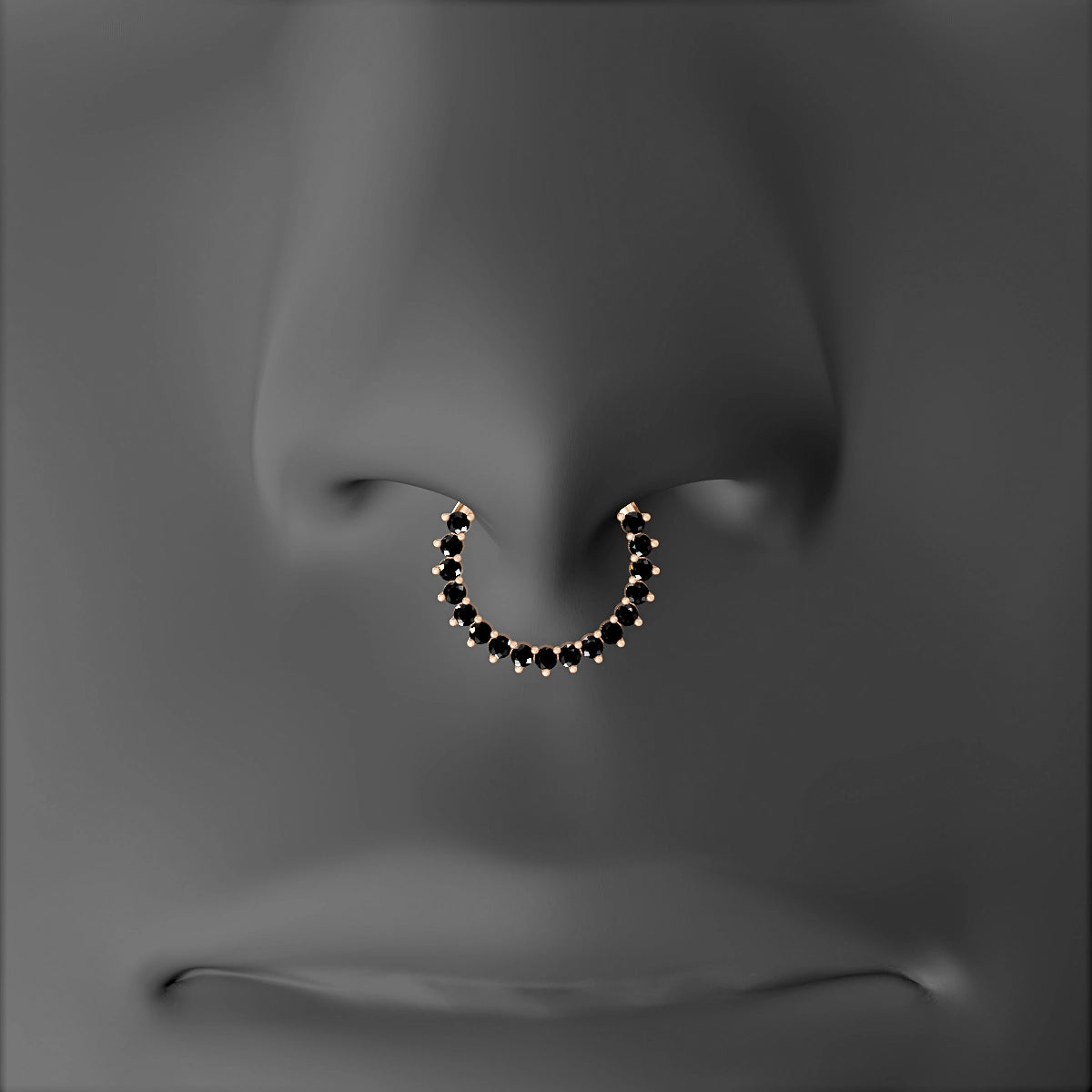 Delia | 18k Rose Gold 9.5 mm Black Diamond Septum Piercing