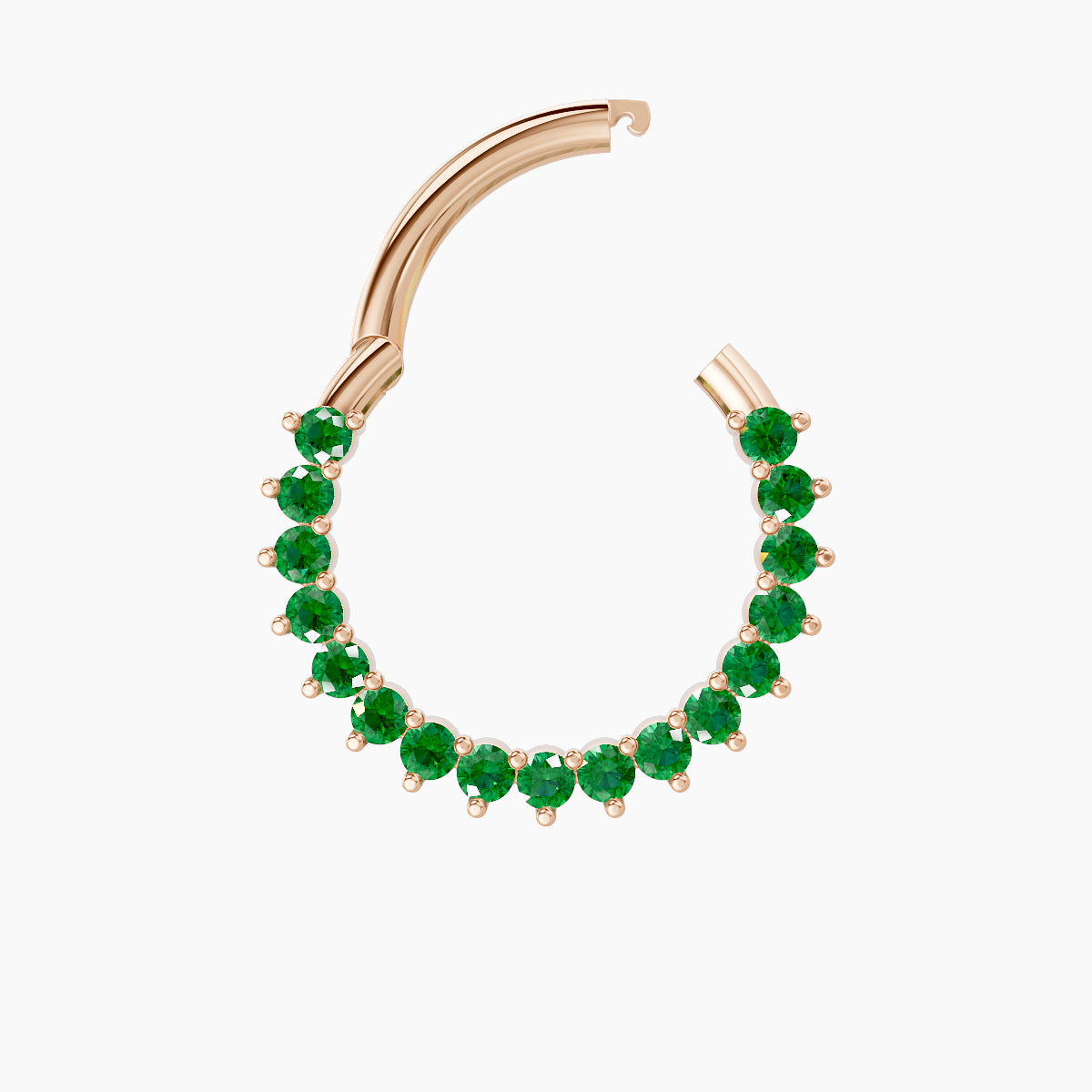 Delia | 18k Rose Gold 9.5 mm Emerald Septum Piercing