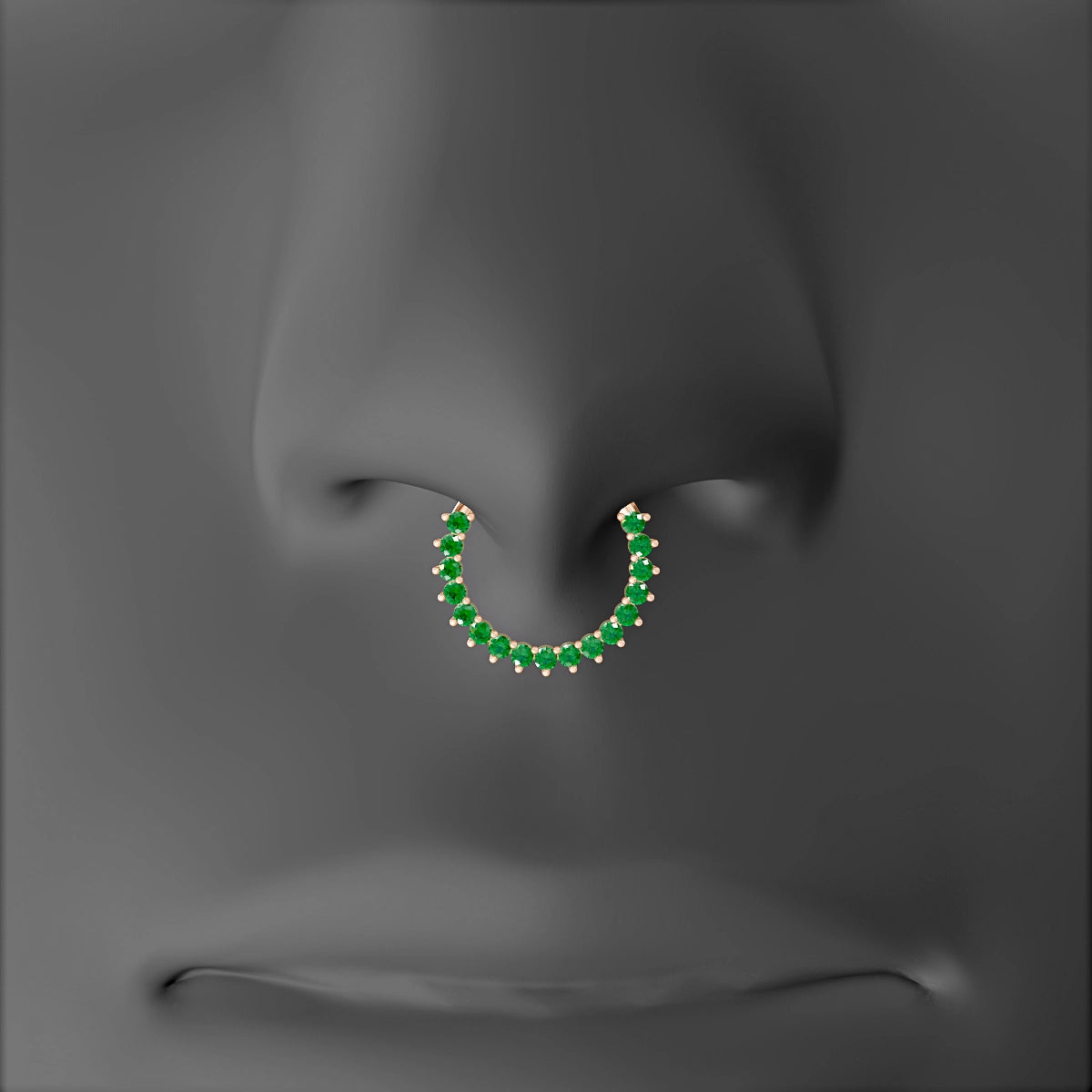 Delia | 18k Rose Gold 9.5 mm Emerald Septum Piercing