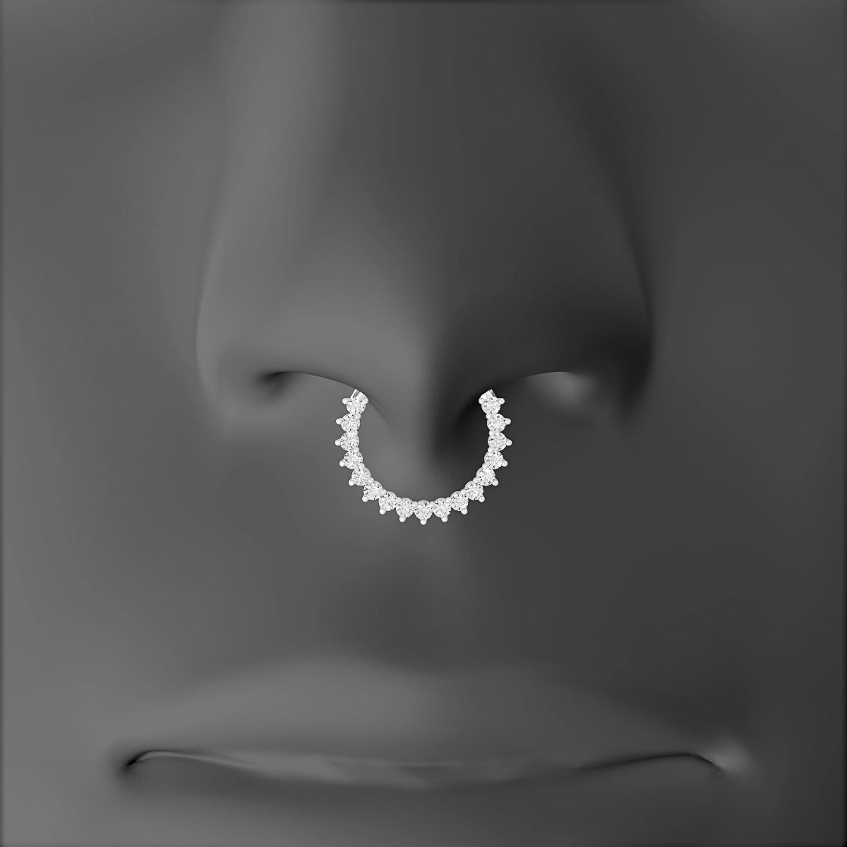 Delia | 18k White Gold 9.5 mm Diamond Septum Piercing