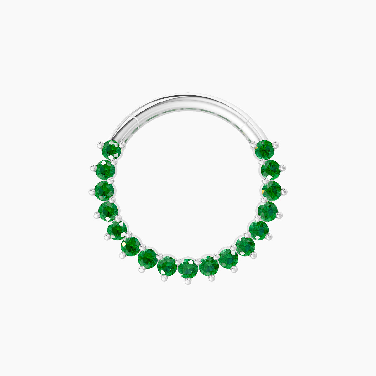 Delia | 18k White Gold 9.5 mm Emerald Septum Piercing