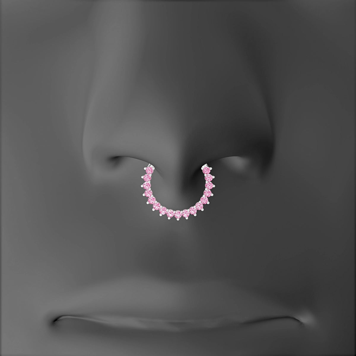Delia | 18k White Gold 9.5 mm Pink Sapphire Septum Piercing