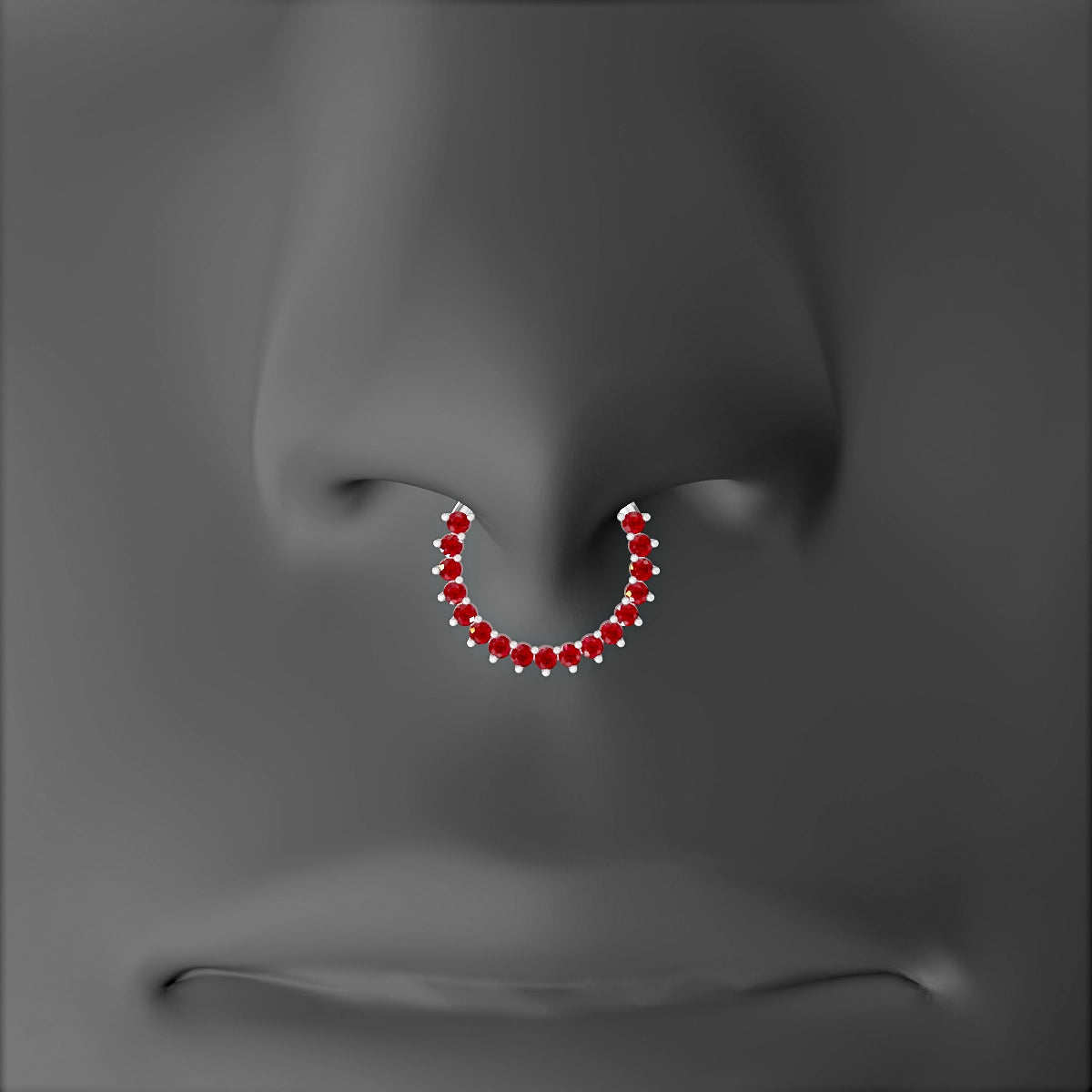 Delia | 18k White Gold 9.5 mm Ruby & Diamond Septum Piercing