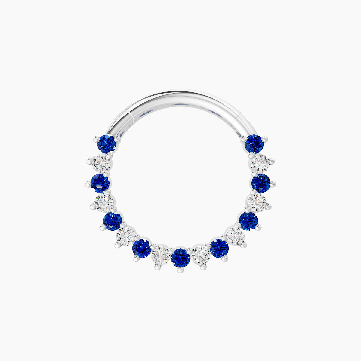 Delia | 18k White Gold 9.5 mm Sapphire & Diamond Septum Piercing