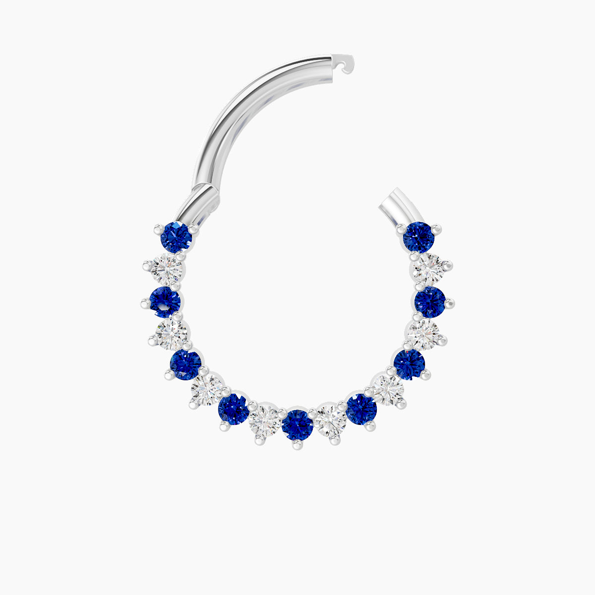 Delia | 18k White Gold 9.5 mm Sapphire & Diamond Septum Piercing