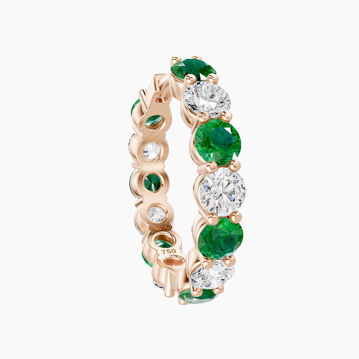 Diana | 18k Rose Gold 11 mm Emerald & Diamond Hoop Piercing