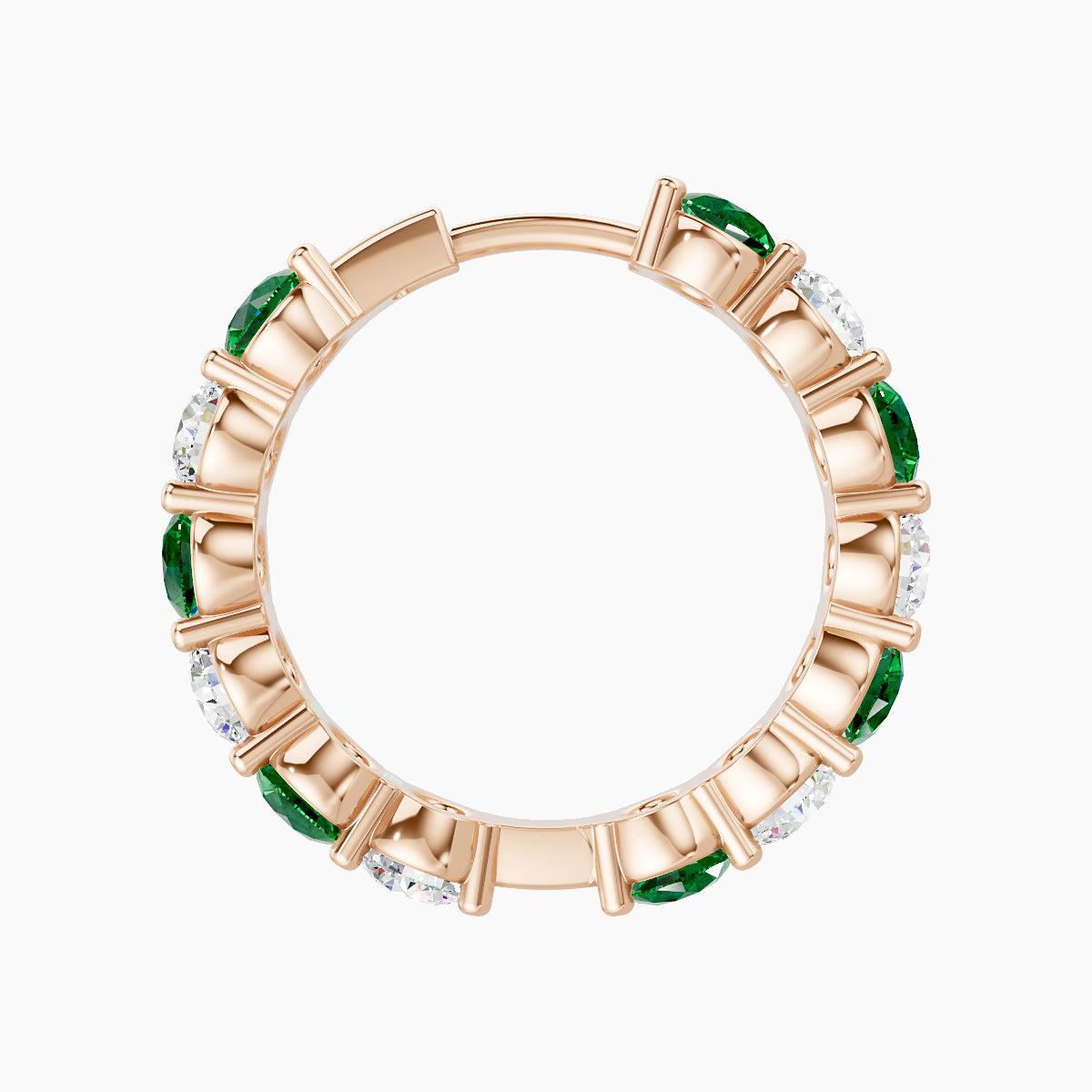 Diana | 18k Rose Gold 11 mm Emerald & Diamond Hoop Piercing