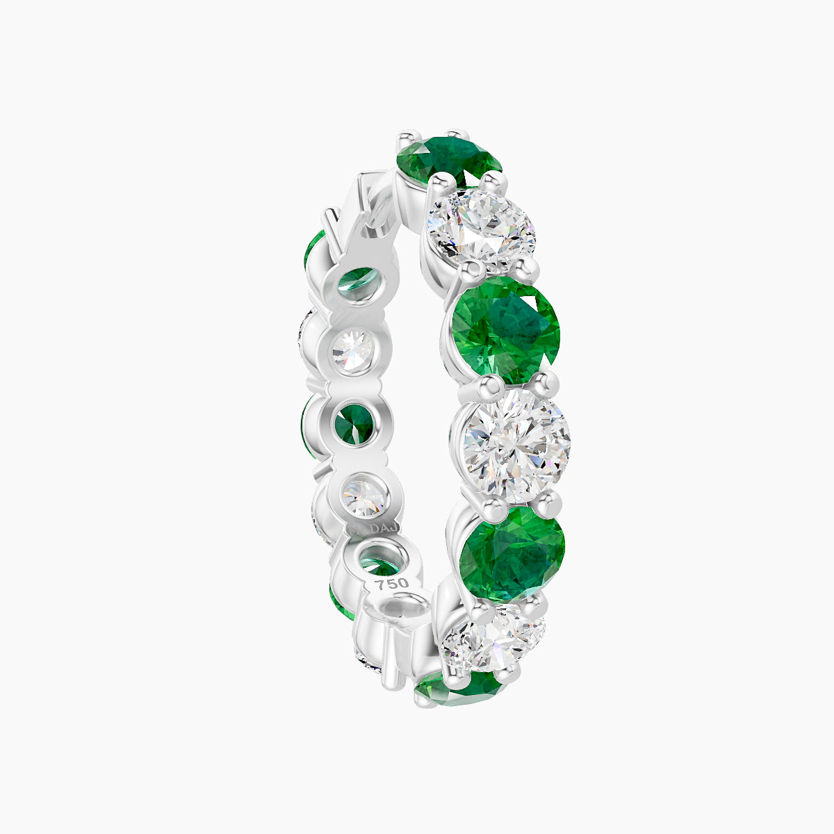 Diana | 18k White Gold 11 mm Emerald & Diamond Hoop Piercing