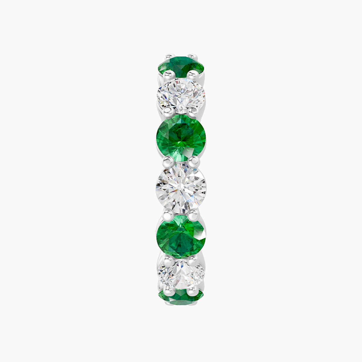 Diana | 18k White Gold 11 mm Emerald & Diamond Hoop Piercing