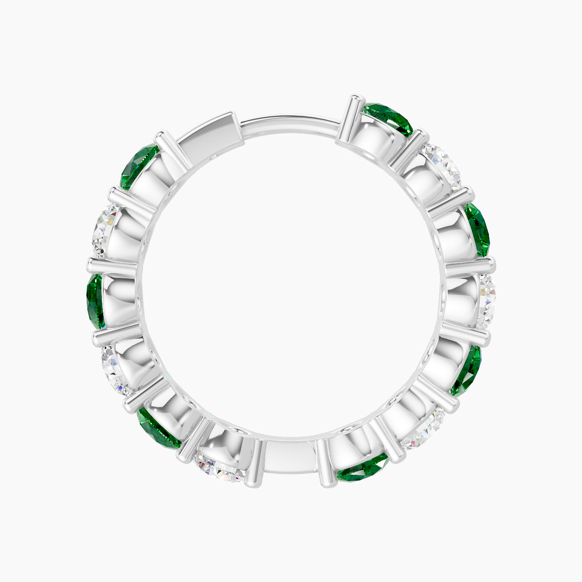Diana | 18k White Gold 11 mm Emerald & Diamond Hoop Piercing