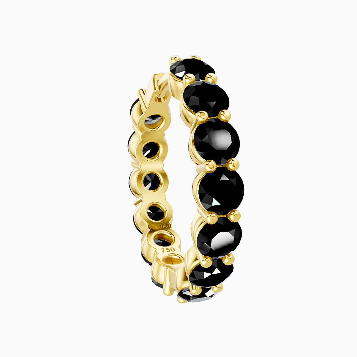 Diana | 18k Yellow Gold 11 mm Black Diamond Hoop Piercing