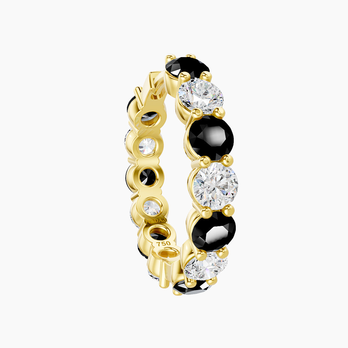 Diana | 18k Yellow Gold 11 mm Black Diamond & Diamond Hoop Piercing
