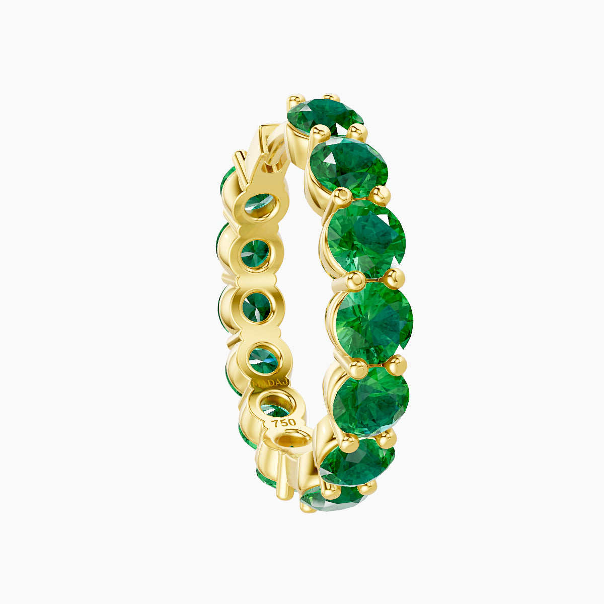 Diana | 18k Yellow Gold 11 mm Emerald Hoop Piercing