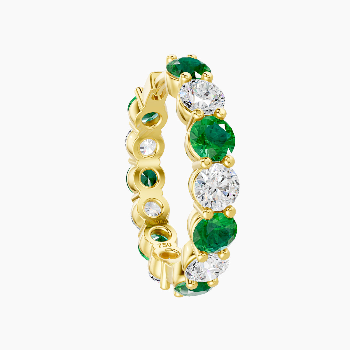 Diana | 18k Yellow Gold 11 mm Emerald & Diamond Hoop Piercing