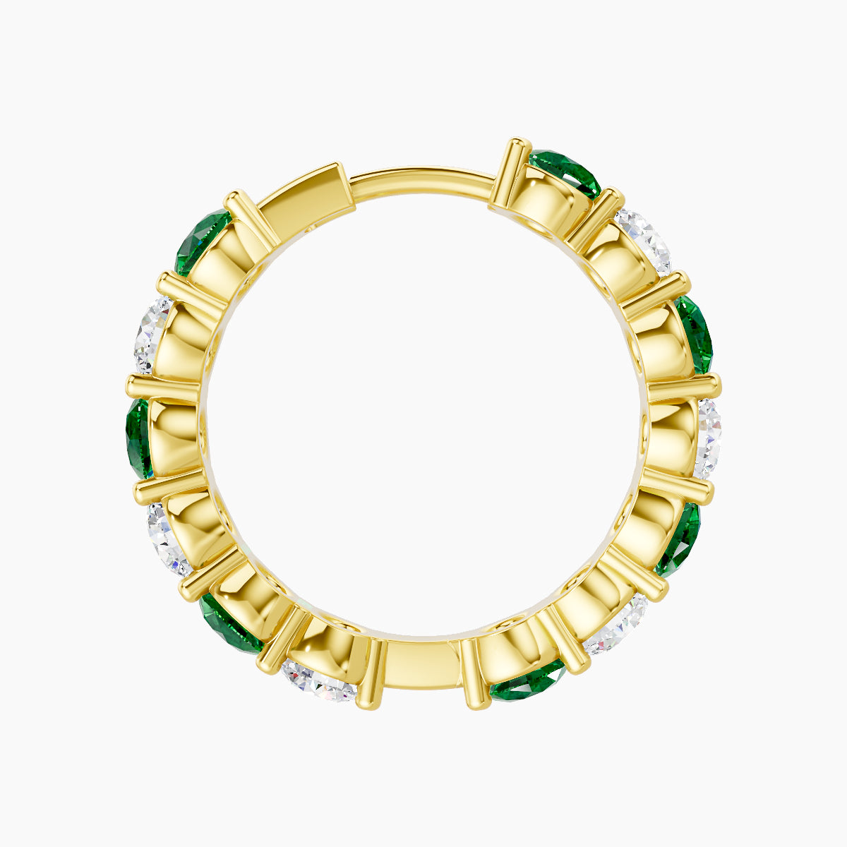 Diana | 18k Yellow Gold 11 mm Emerald & Diamond Hoop Piercing