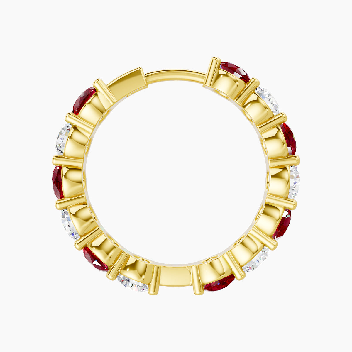 Diana | 18k Yellow Gold 11 mm Ruby & Diamond Hoop Piercing