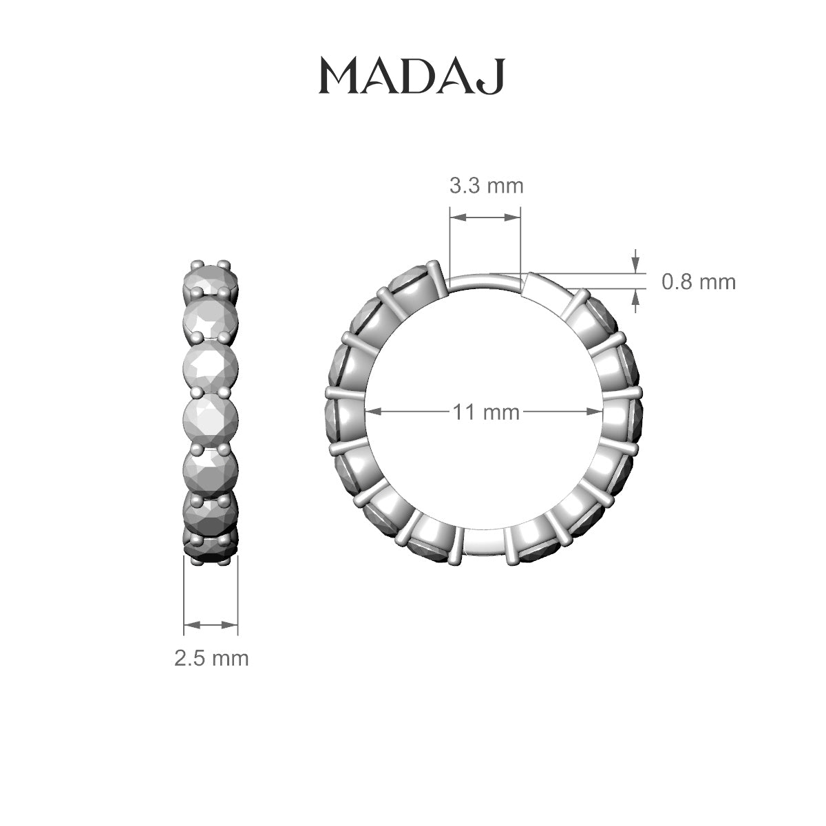 Diana | 18k Yellow Gold 11 mm Emerald & Diamond Hoop Piercing