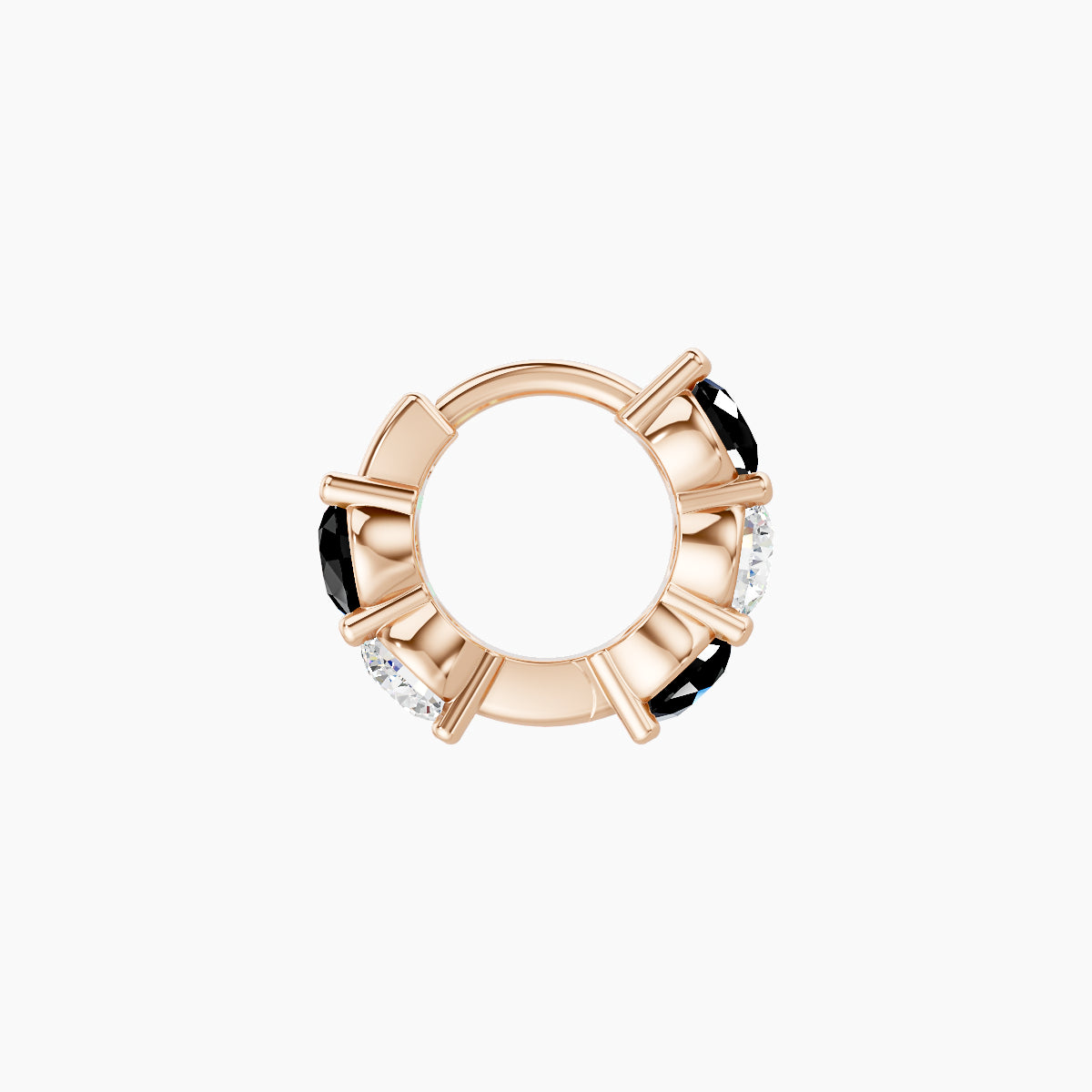 Diana | 18k Rose Gold 5 mm Black Diamond & Diamond Hoop Piercing