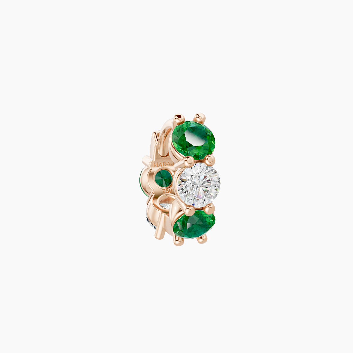 Diana | 18k Rose Gold 5 mm Emerald & Diamond Hoop Piercing