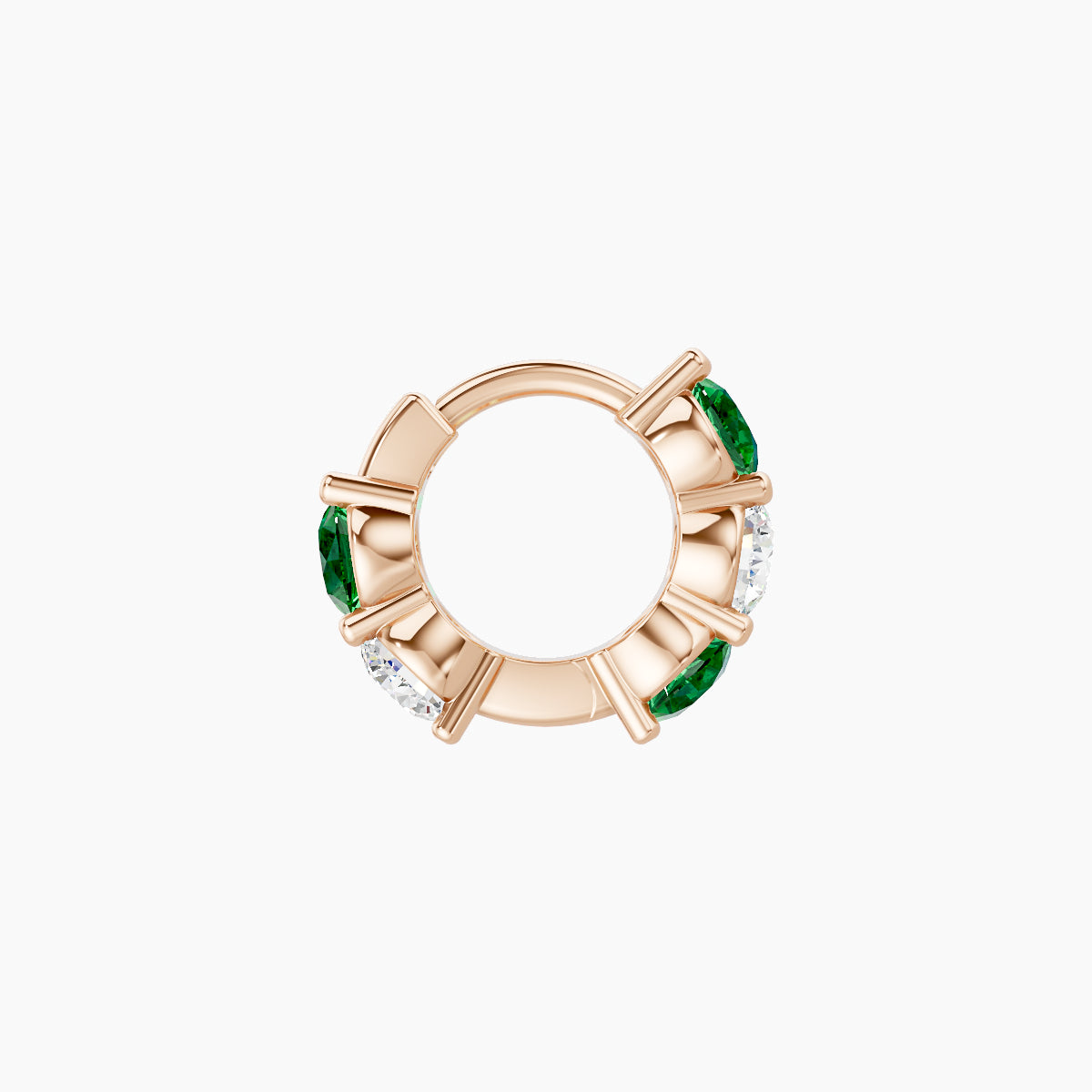 Diana | 18k Rose Gold 5 mm Emerald & Diamond Hoop Piercing