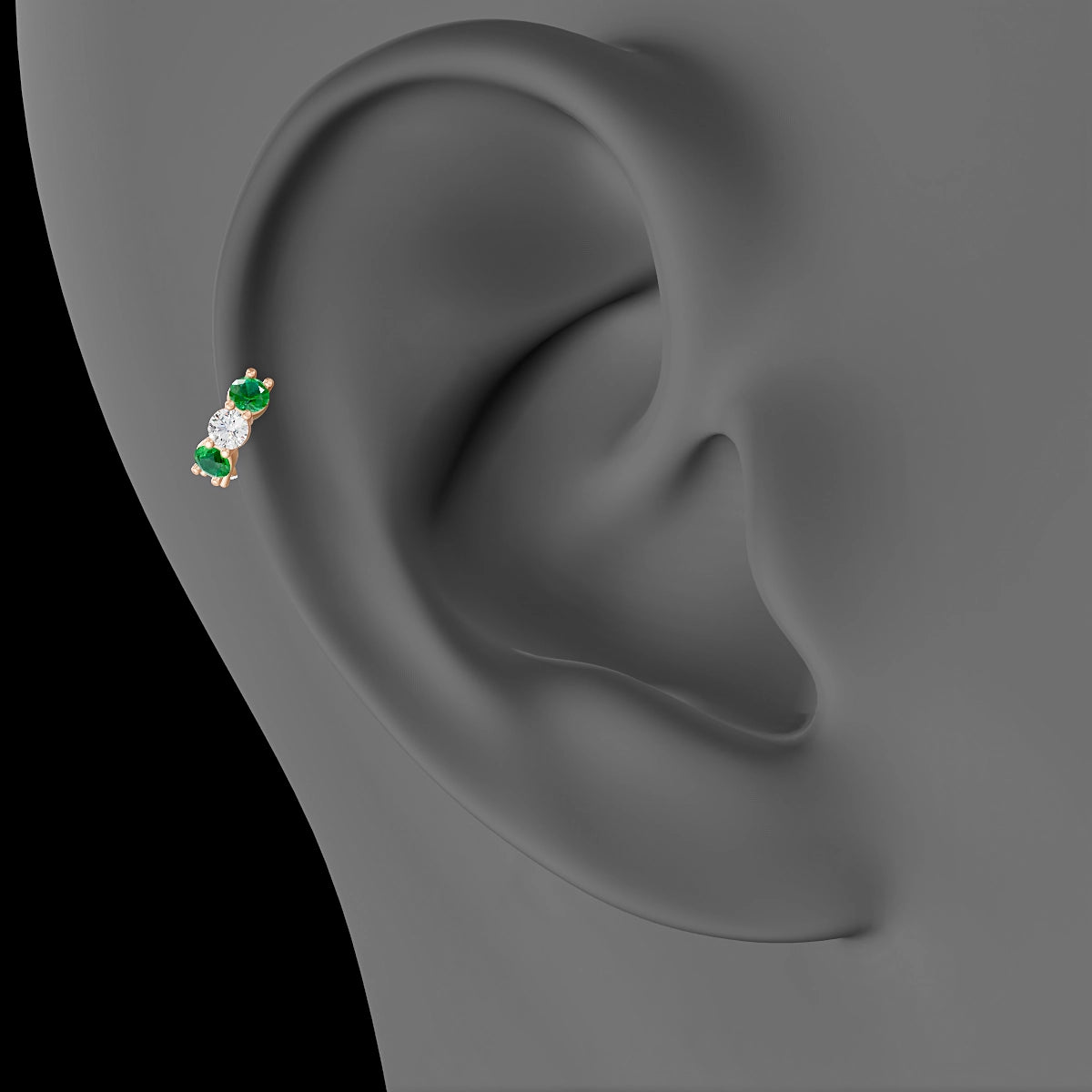Diana | 18k Rose Gold 5 mm Emerald & Diamond Hoop Piercing