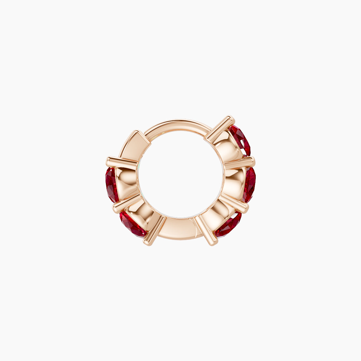 Diana | 18k Rose Gold 5 mm Ruby Hoop Piercing