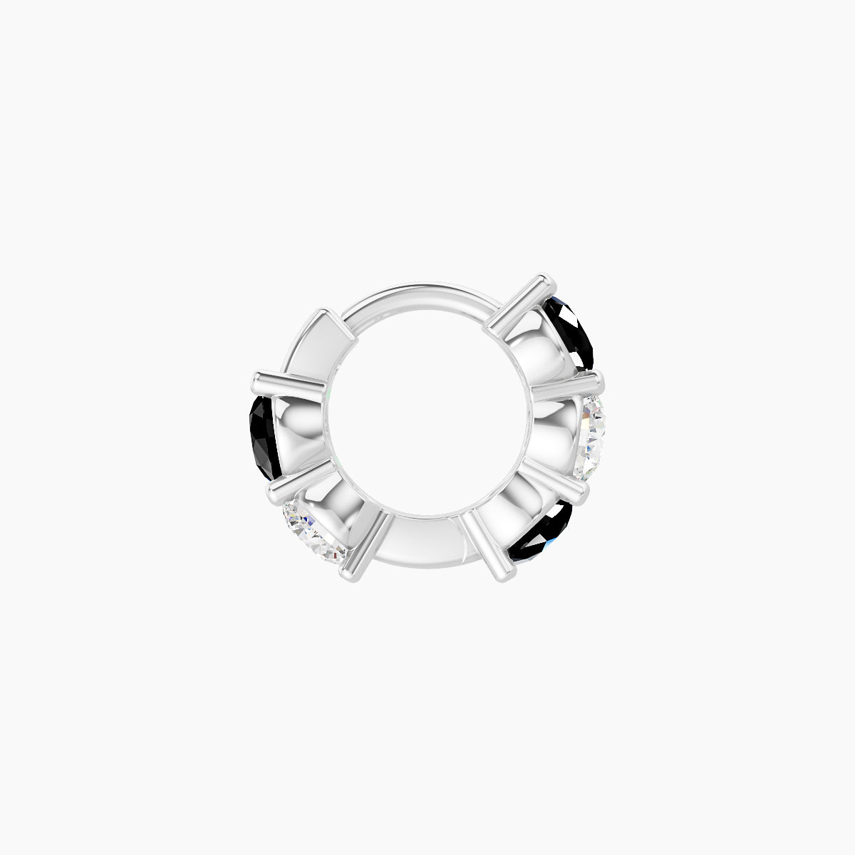 Diana | 18k White Gold 5 mm Black Diamond & Diamond Hoop Piercing