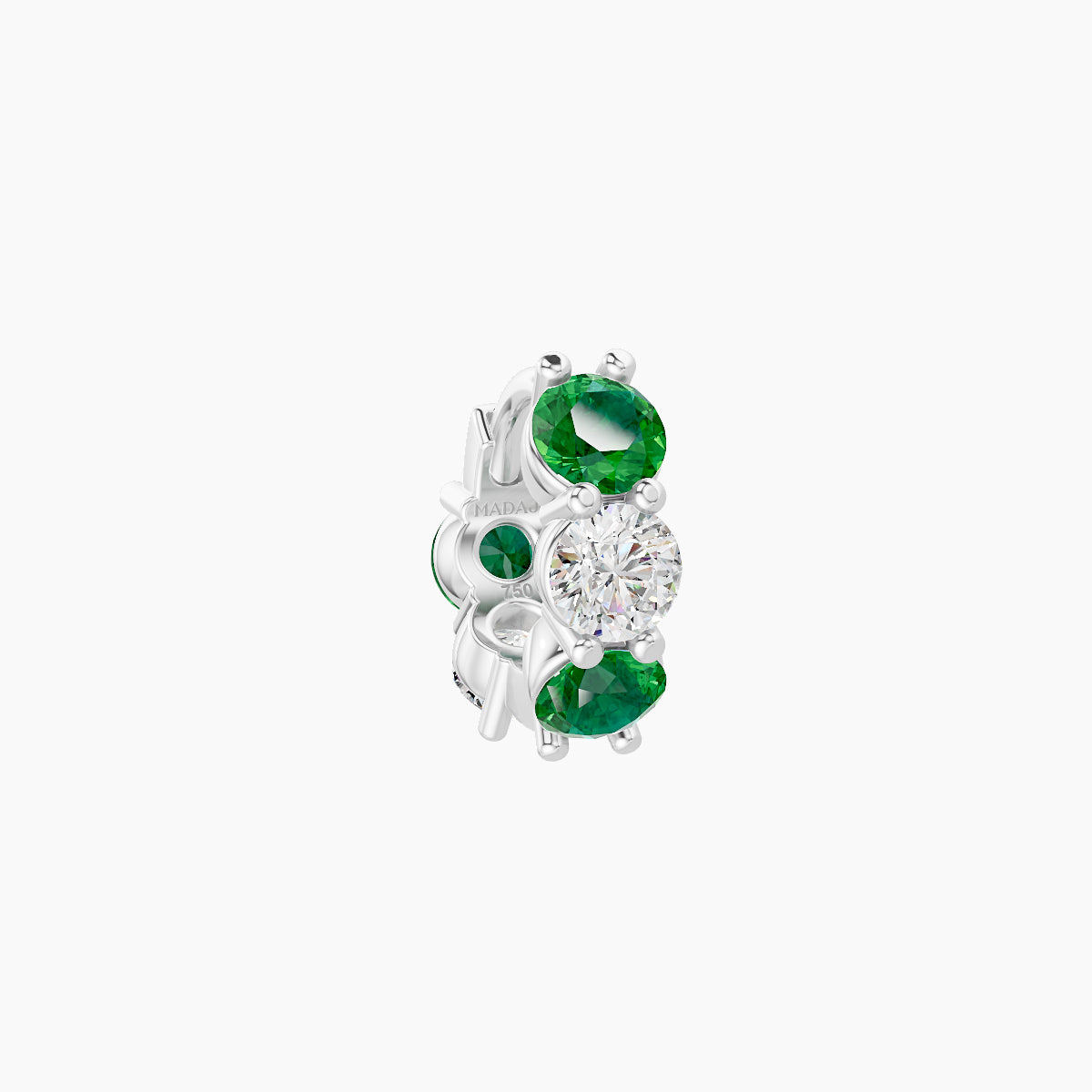 Diana | 18k White Gold 5 mm Emerald & Diamond Hoop Piercing