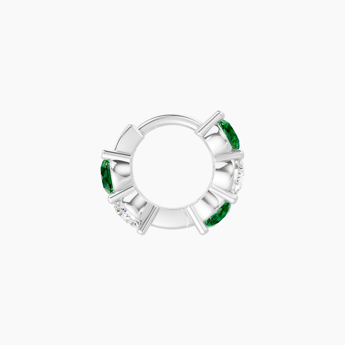 Diana | 18k White Gold 5 mm Emerald & Diamond Hoop Piercing