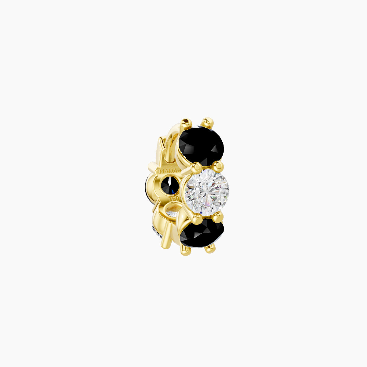 Diana | 18k Yellow Gold 5 mm Black Diamond & Diamond Hoop Piercing