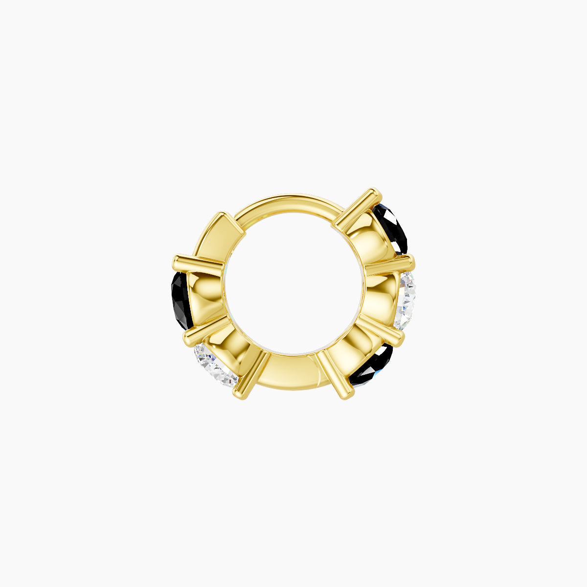 Diana | 18k Yellow Gold 5 mm Black Diamond & Diamond Hoop Piercing