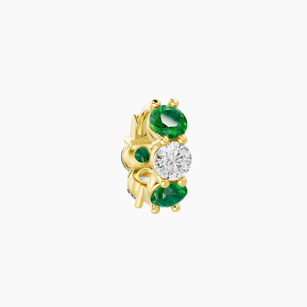 Diana | 18k Yellow Gold 5 mm Emerald & Diamond Hoop Piercing