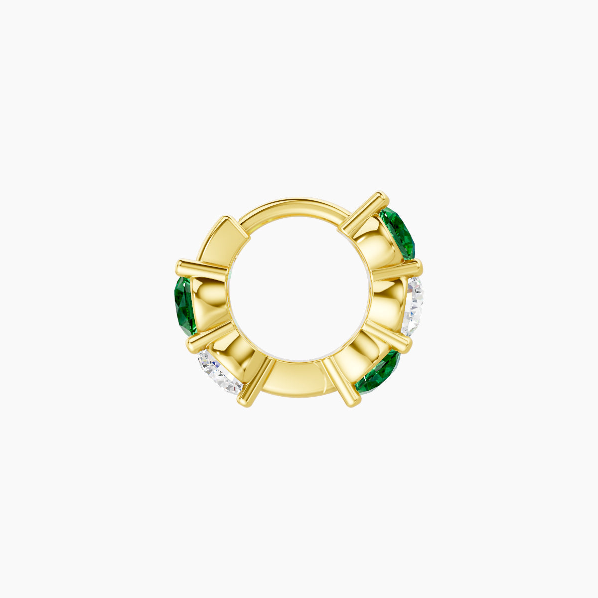 Diana | 18k Yellow Gold 5 mm Emerald & Diamond Hoop Piercing