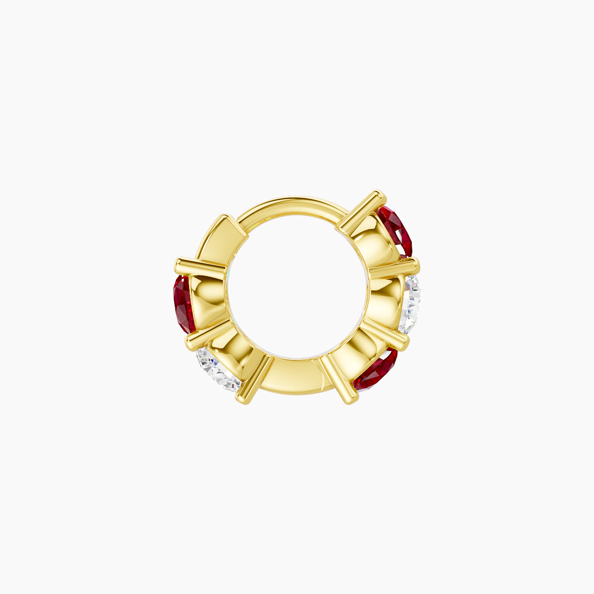 Diana | 18k Yellow Gold 5 mm Ruby & Diamond Hoop Piercing