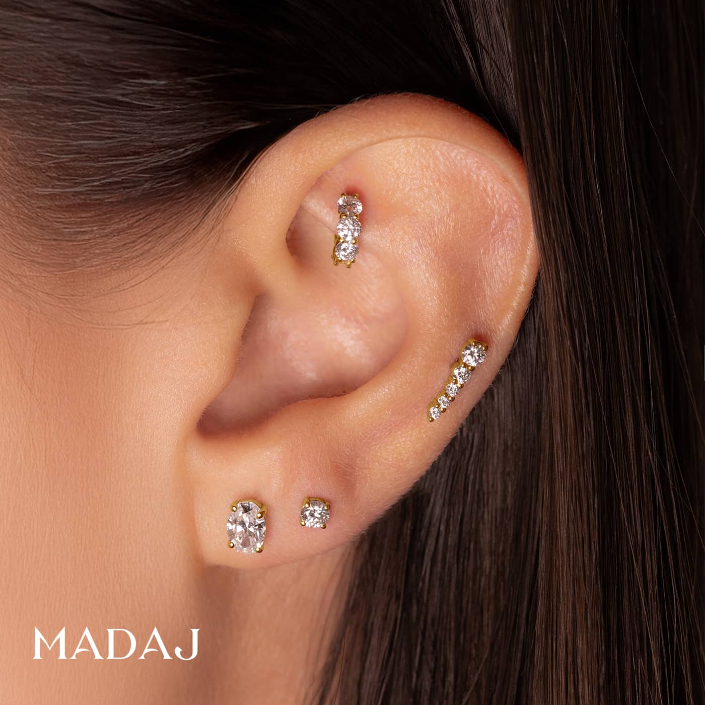 Diana | 18k Yellow Gold 5 mm Diamond Hoop Piercing