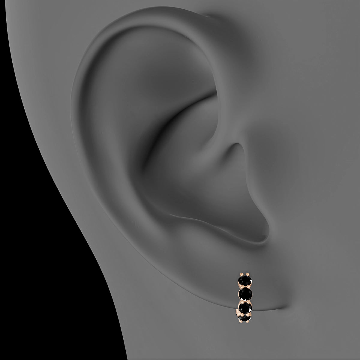 Diana | 18k Rose Gold 6.5 mm Black Diamond Hoop Piercing