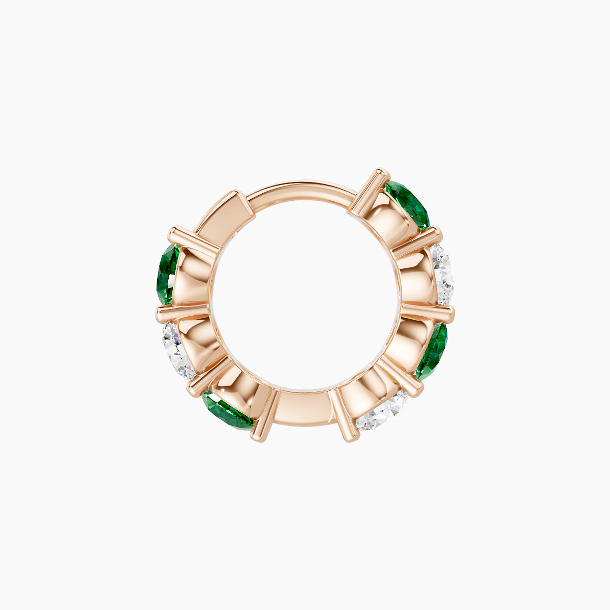 Diana | 18k Rose Gold 6.5 mm Emerald & Diamond Hoop Piercing