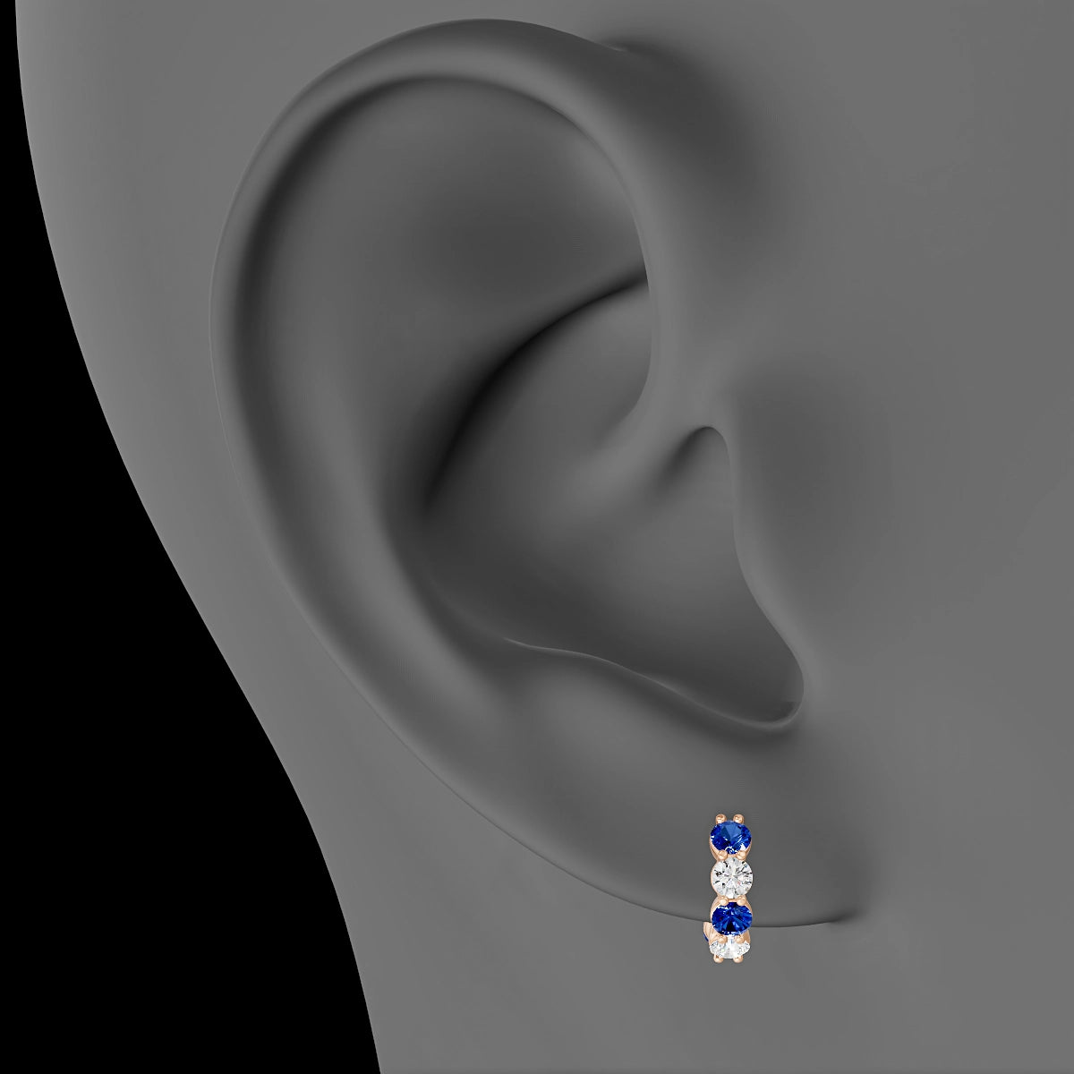 Diana | 18k Rose Gold 6.5 mm Sapphire & Diamond Hoop Piercing